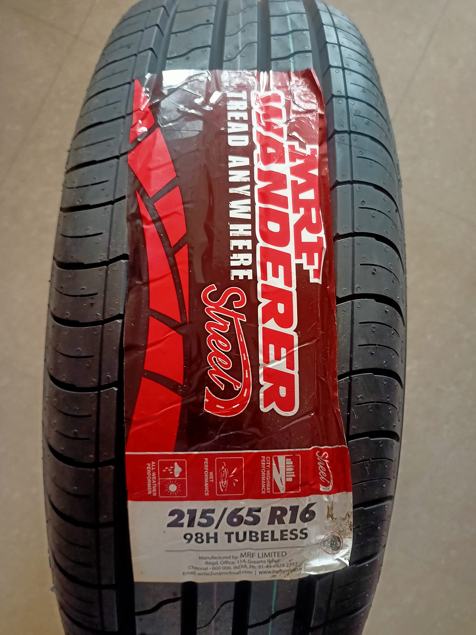 MRF WANDERER STREET 215/65R16 98 H TUBE LESS TYRE : Amazon.in: Car